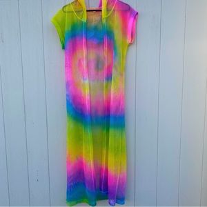 Happy Unbirthday Sheer Tie-Dye Rainbow Duster 🦄 Dollskill pastel festival dress